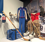Levi's velour suit worn by USA hockey team member Mark Pavelich on display at the Lake Placid Olympic Museum