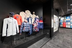 The Olympic Winter Games Opening Ceremony Uniform display at the Lake Placid Olympic Museum.